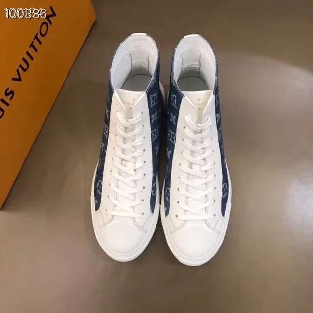 Louis Vuitton Blue White High-Top Monogrammed Denim Lifestyle Sneakers 7