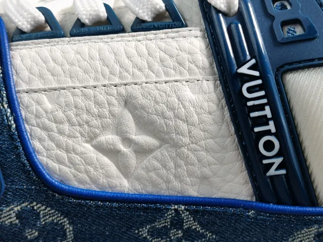 Louis Vuitton Blue White Monogram Denim Upper Leather Overlays Lifestyle Sneakers 5