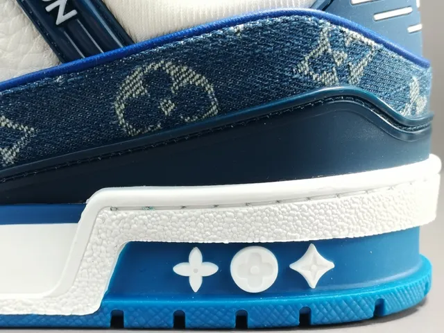 Louis Vuitton Blue White Monogram Denim Upper Leather Overlays Lifestyle Sneakers 7