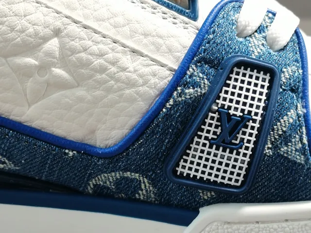 Louis Vuitton Blue White Monogram Denim Upper Leather Overlays Lifestyle Sneakers 8