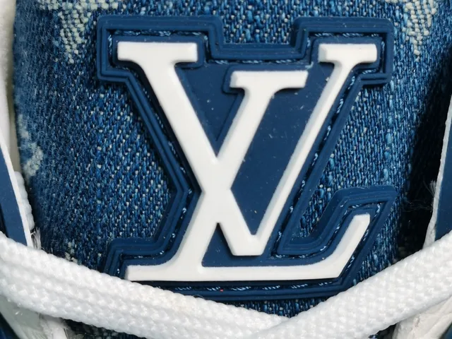 Louis Vuitton Blue White Monogram Denim Upper Leather Overlays Lifestyle Sneakers 9