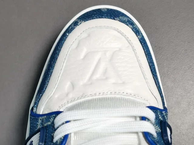 Louis Vuitton Blue White Monogram Denim Upper Leather Overlays Lifestyle Sneakers 10