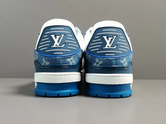 Louis Vuitton Blue White Monogram Denim Upper Leather Overlays Lifestyle Sneakers 12