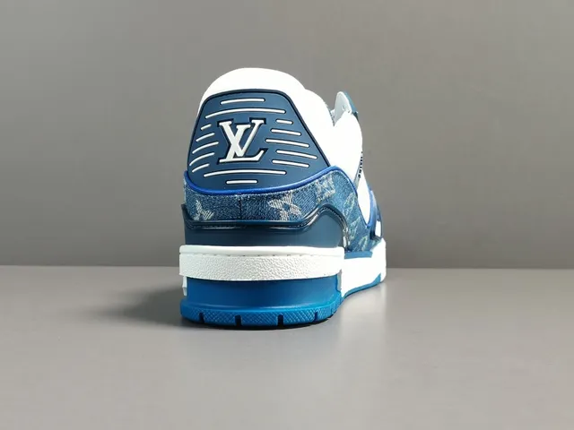Louis Vuitton Blue White Monogram Denim Upper Leather Overlays Lifestyle Sneakers 17