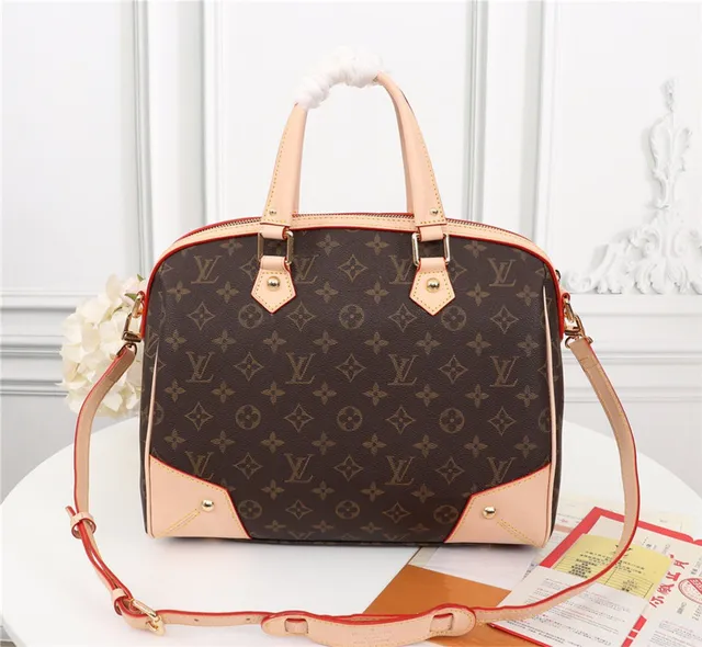 Louis Vuitton Brown Beige Monogram Canvas Light Leather Trim Boston Bag 5
