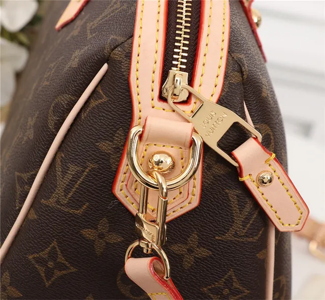 Louis Vuitton Brown Beige Monogram Canvas Light Leather Trim Boston Bag 6