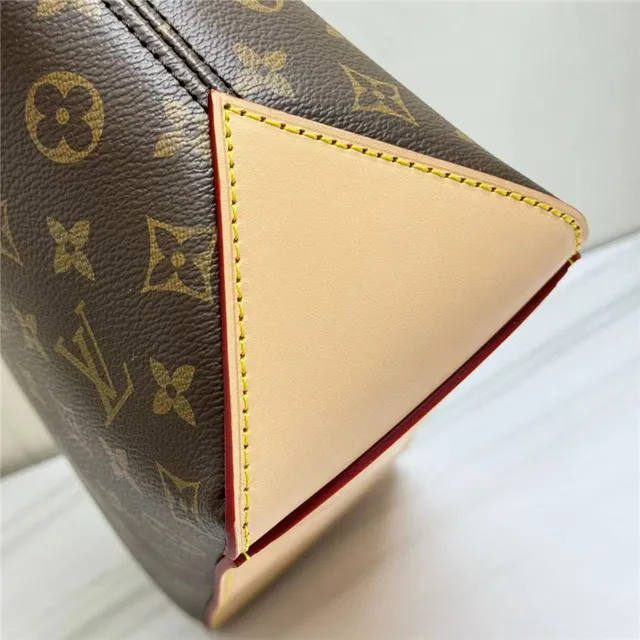 Louis Vuitton Marron Beige Monogramme Toile Enroulées Cuir Poignées Sac Tote 5