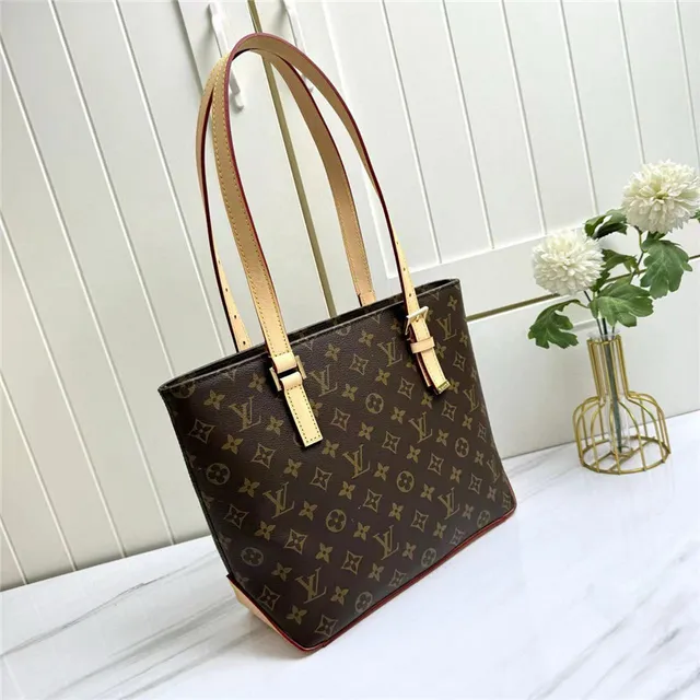 Louis Vuitton Marron Beige Monogramme Toile Enroulées Cuir Poignées Sac Tote 6