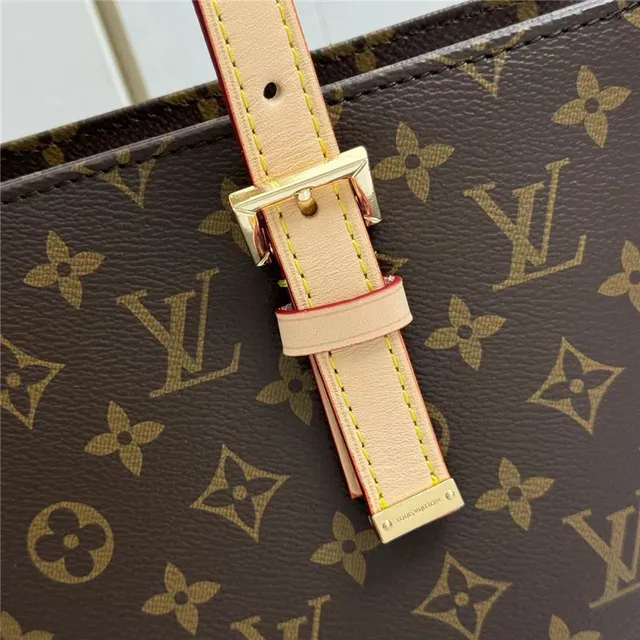 Louis Vuitton Marron Beige Monogramme Toile Enroulées Cuir Poignées Sac Tote 8
