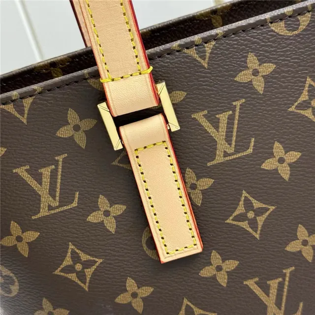 Louis Vuitton Marron Beige Monogramme Toile Enroulées Cuir Poignées Sac Tote 9
