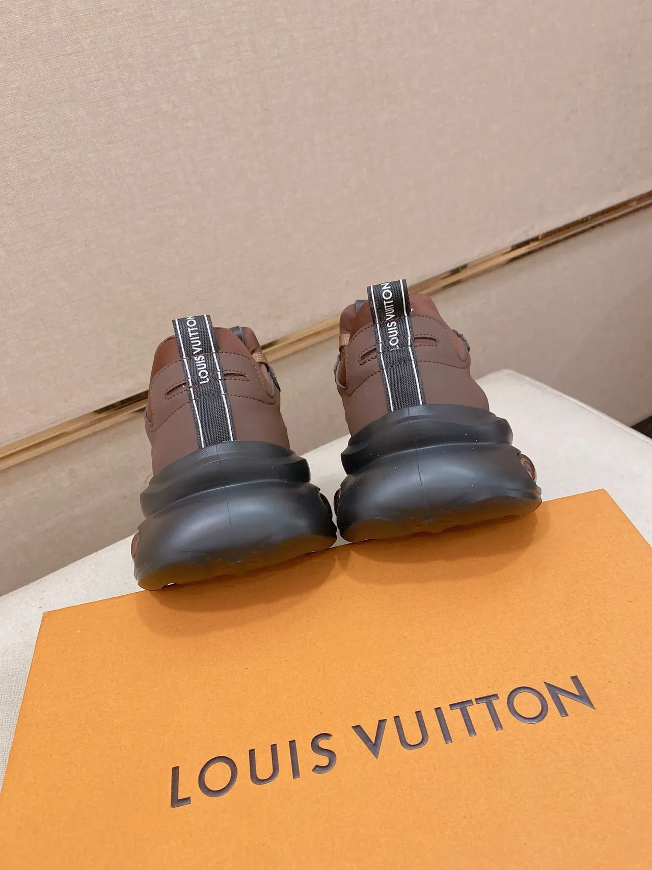 Louis Vuitton Brown Beige Sole Monogrammed Textile Panels Chunky Sneakers 3