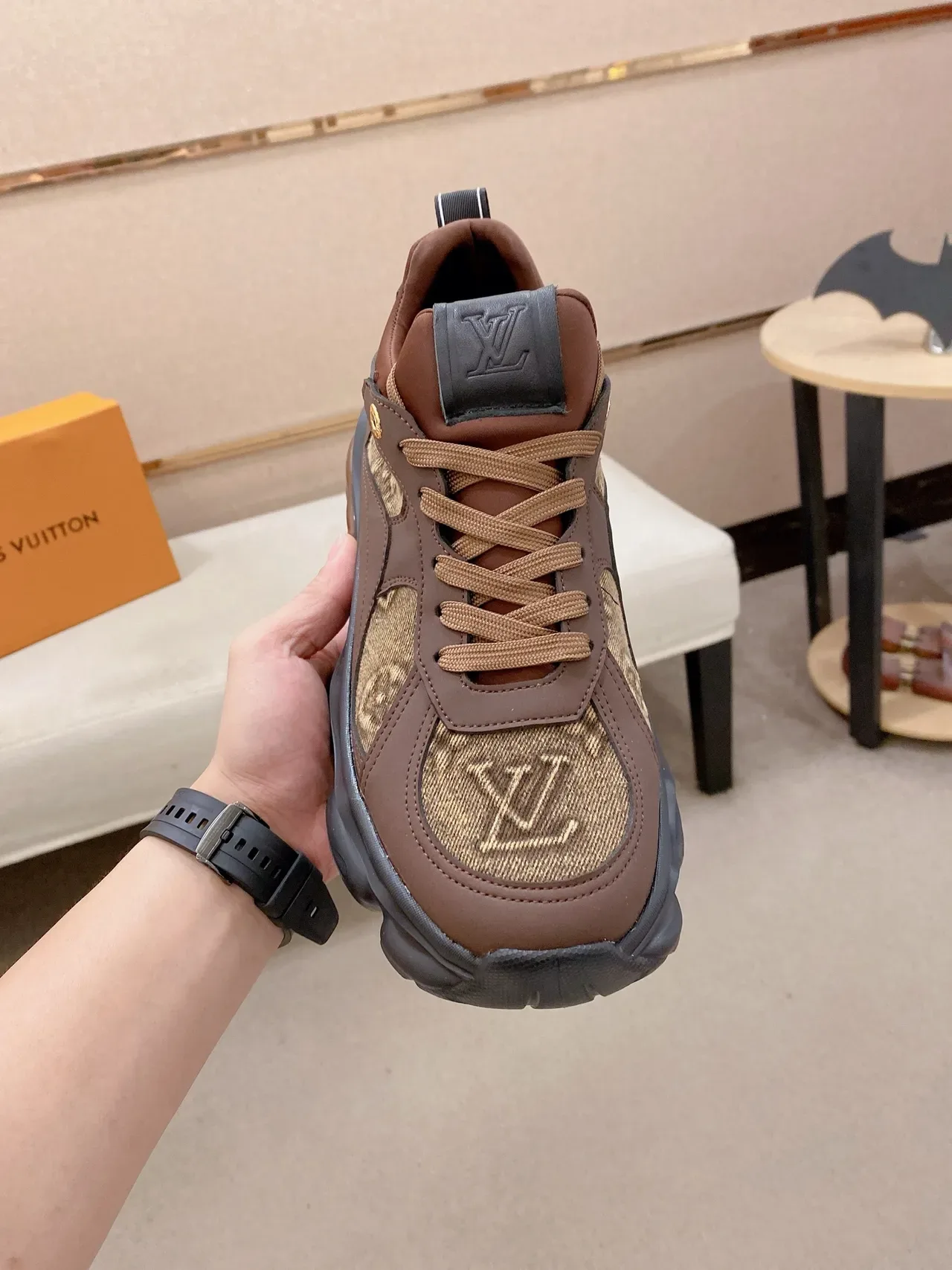 Louis Vuitton Brown Beige Sole Monogrammed Textile Panels Chunky Sneakers 5