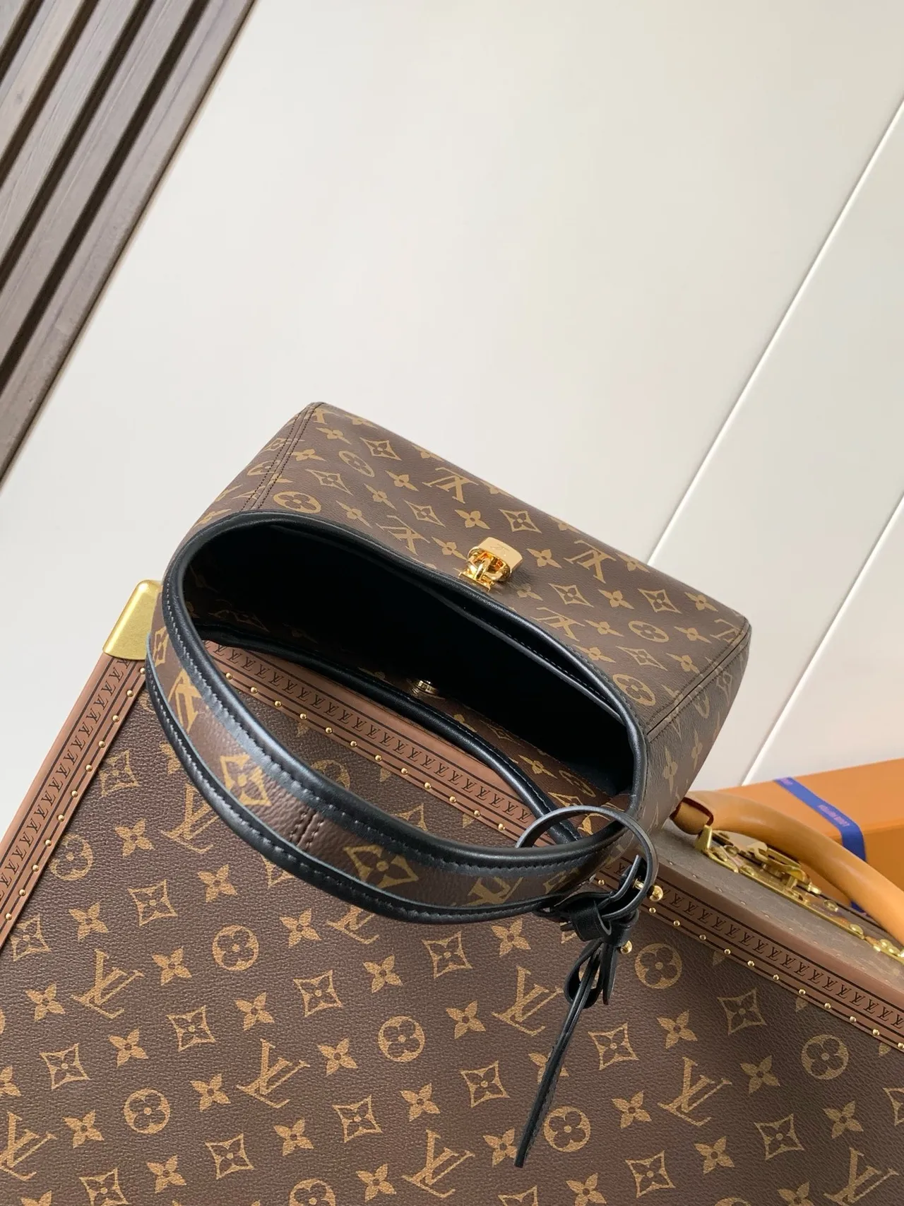 Louis Vuitton Brown Black Monogram Canvas Leather Trim Underarm Bag 2