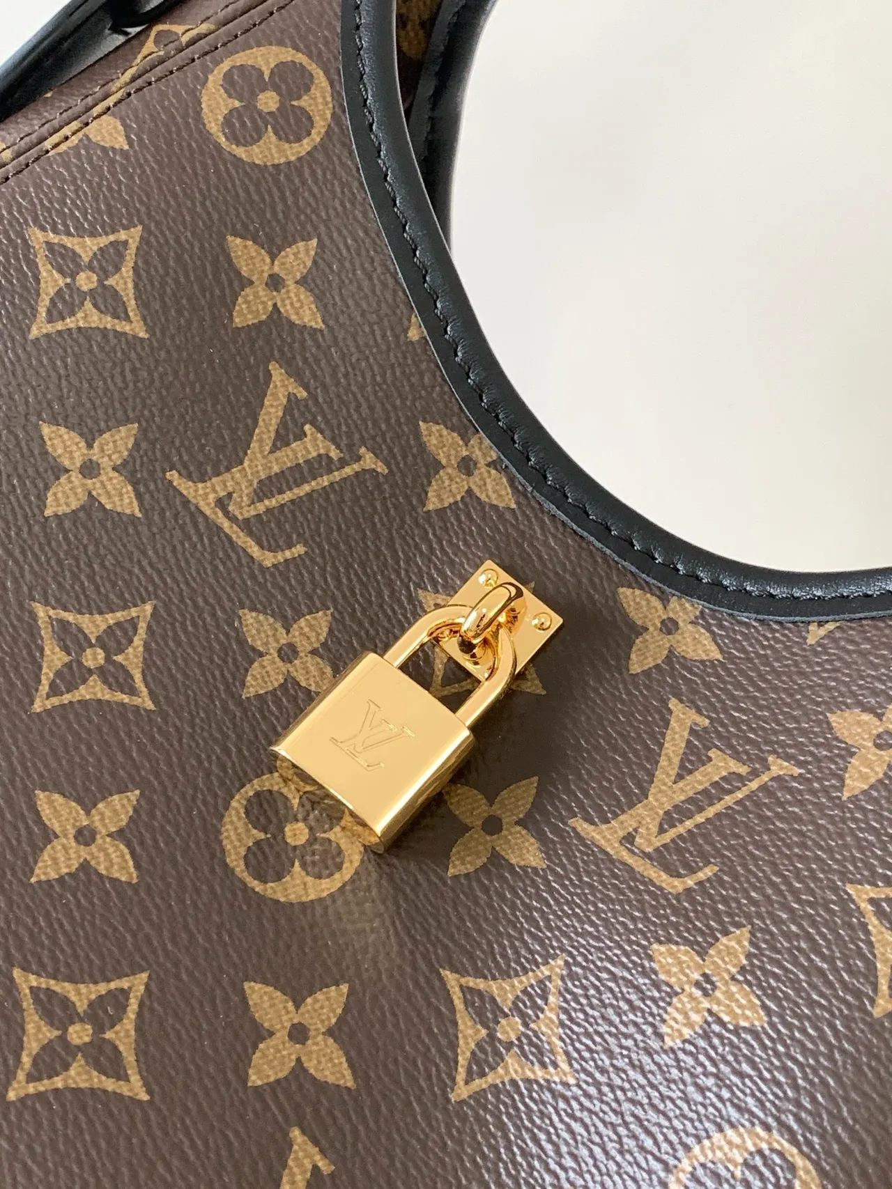 Louis Vuitton Brown Black Monogram Canvas Leather Trim Underarm Bag 4
