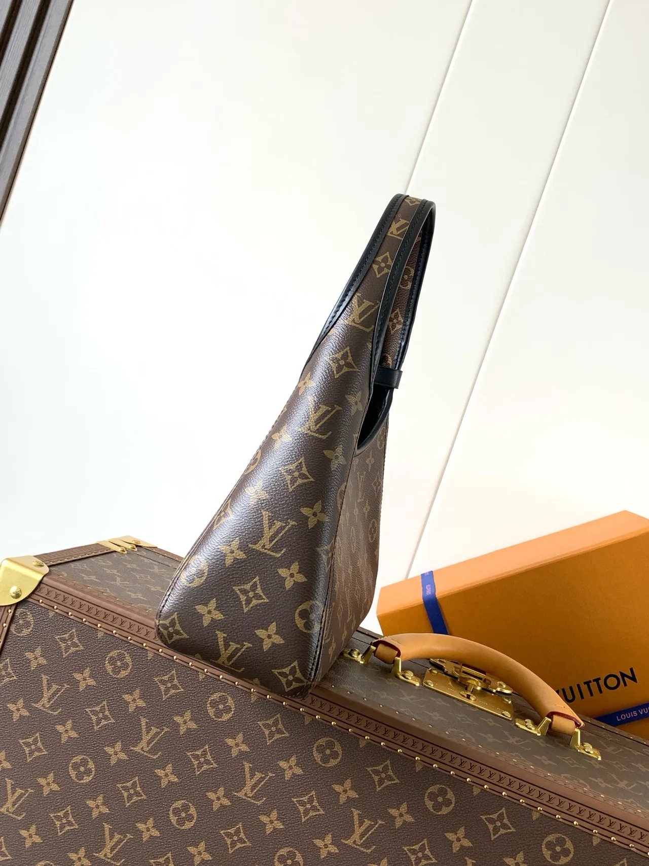 Louis Vuitton Brown Black Monogram Canvas Leather Trim Underarm Bag 7