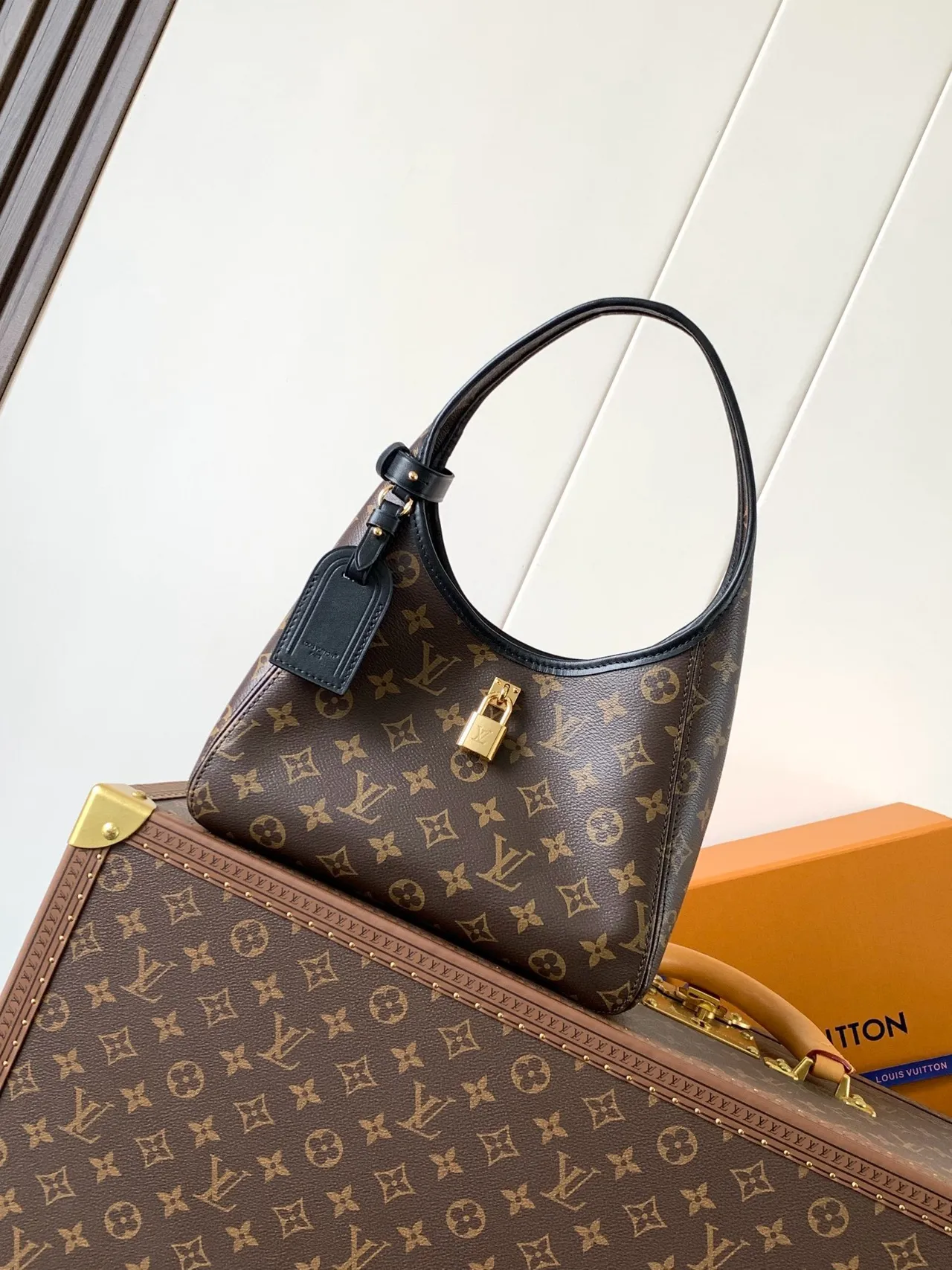 Louis Vuitton Brown Black Monogram Canvas Leather Trim Underarm Bag 8