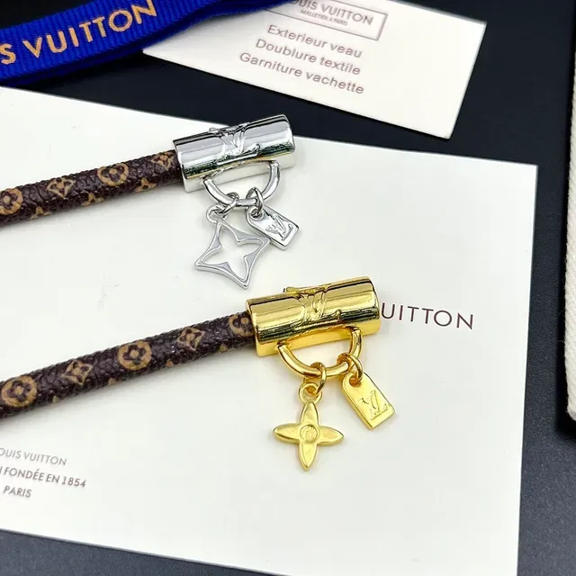Louis Vuitton Brown Gold Braided Monogram Leather Cylindrical Clasp Bracelet 4