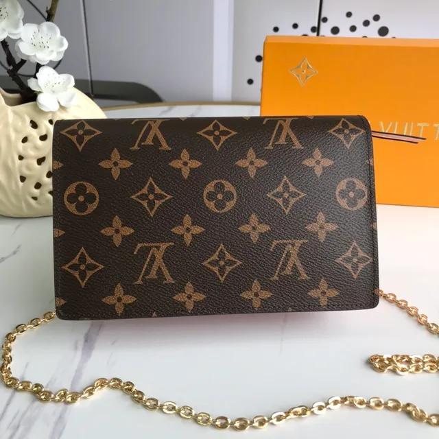Louis Vuitton Marron Rose Monogramme Toile Cuir Rabat Chaîne Sac 6