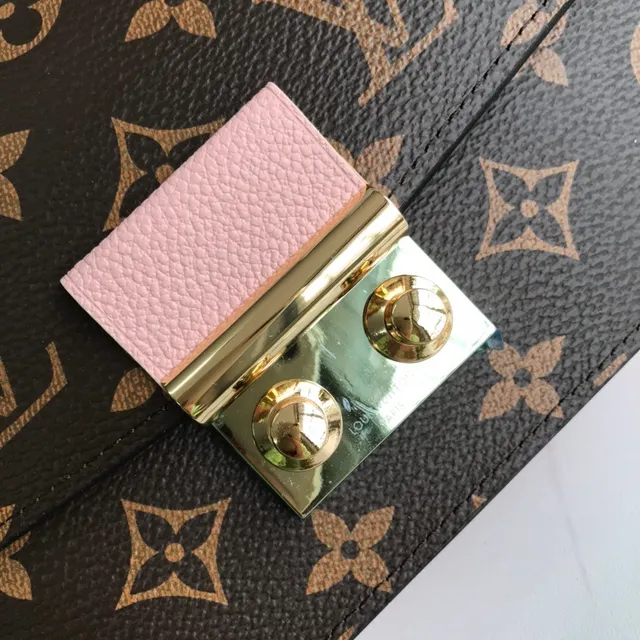 Louis Vuitton Marron Rose Monogramme Toile Cuir Rabat Chaîne Sac 7