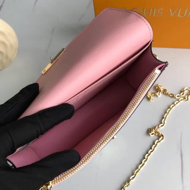 Louis Vuitton Marron Rose Monogramme Toile Cuir Rabat Chaîne Sac 9