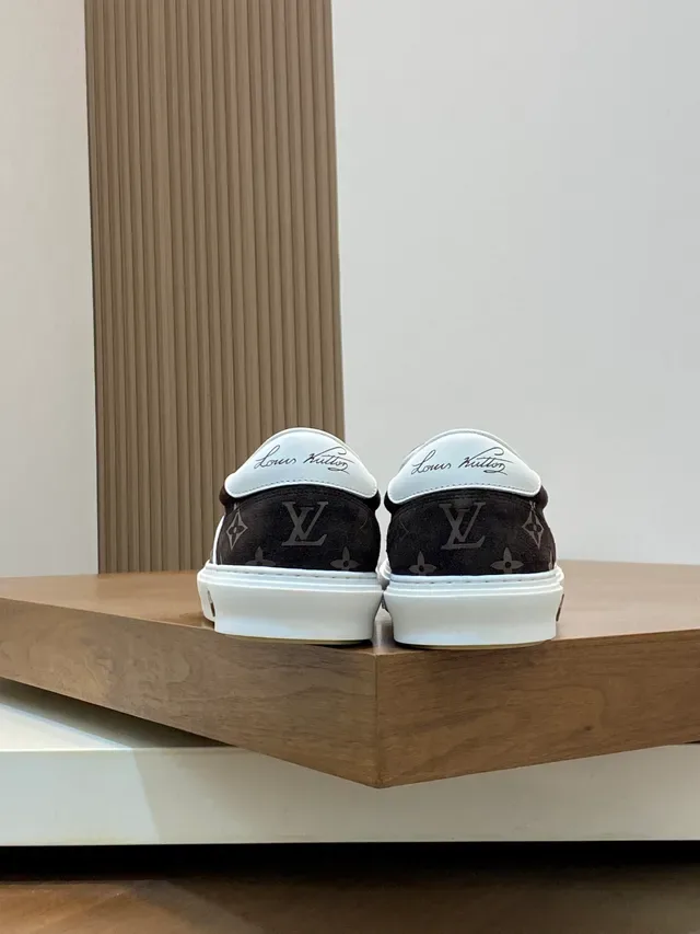 Louis Vuitton Brown White Monogram Canvas Slip-On Lifestyle Sneakers 3