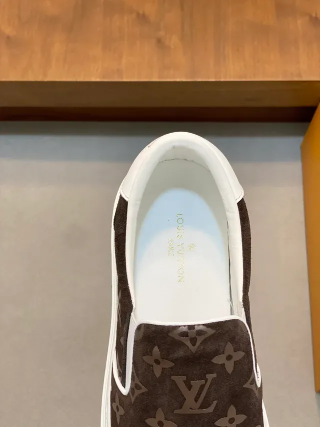 Louis Vuitton Brown White Monogram Canvas Slip-On Lifestyle Sneakers 4