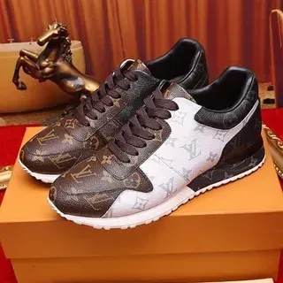 Louis Vuitton Marrón Blanco Monogram Cuero Asimétrico Color Blocking Zapatillas Lifestyle