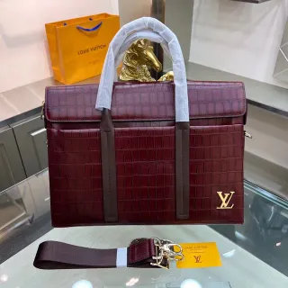Louis Vuitton Burgundy Brown Crocodile-Embossed Leather Front Flap Closure Handbag
