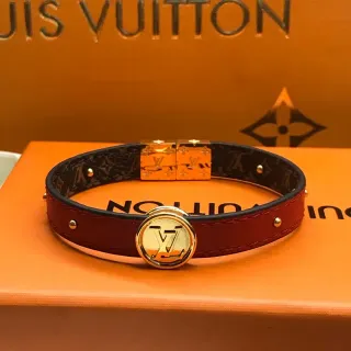 Louis Vuitton بورجوندي ذهبي ثنائي اللون جلد مونوغرام كانفاس داخلي سوار