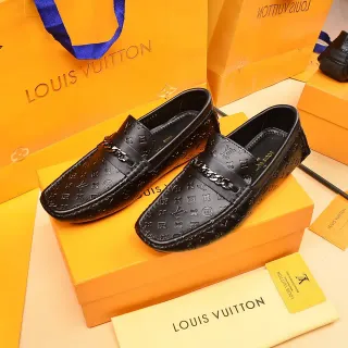 Louis Vuitton 链条乐福鞋 黑色 印花 压纹皮革 乐福鞋
