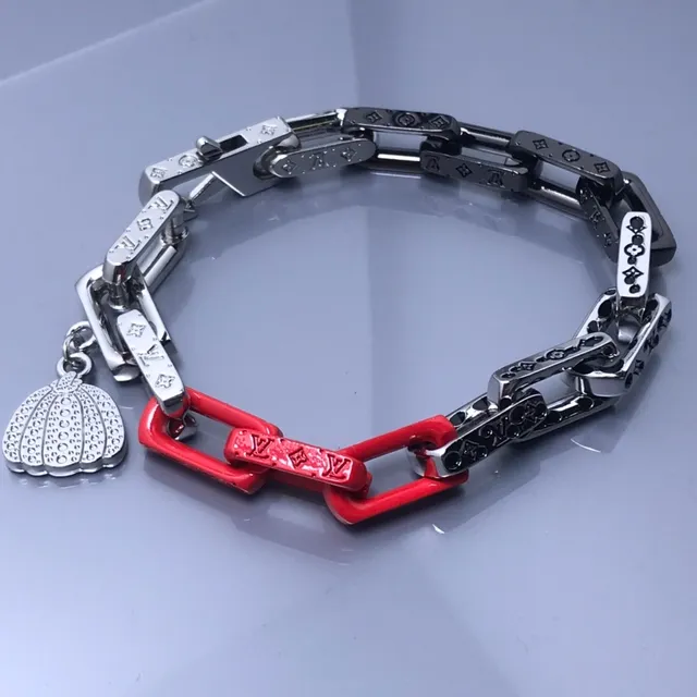 Louis Vuitton Chain Reaction Red and Silver Monogram Bracelet 3