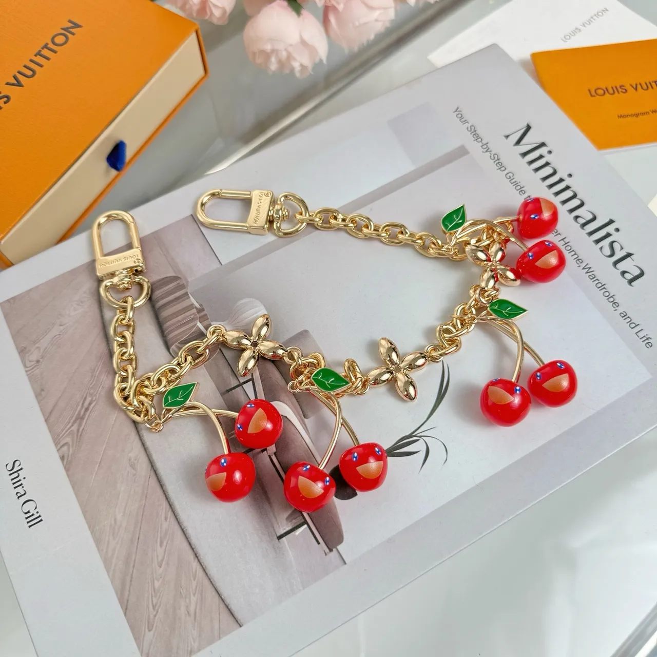 Louis Vuitton Cherry Charm Gold-Tone Chain Bracelet 6
