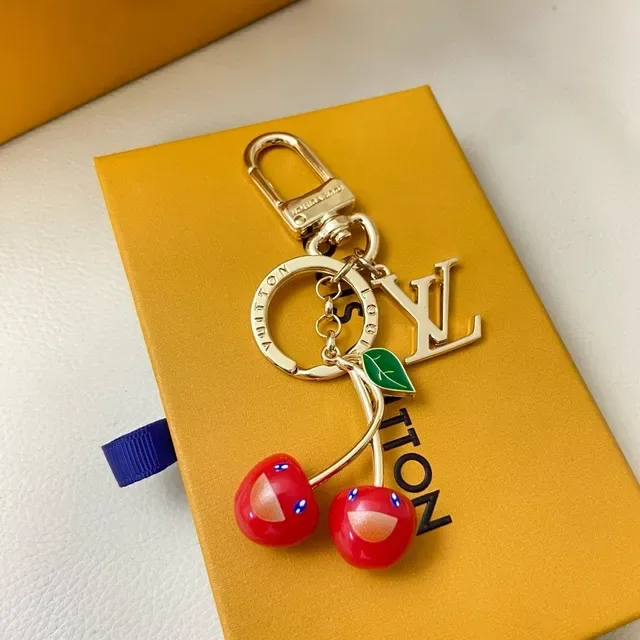 Louis Vuitton Cherry Key Holder Red Gold Metal Enamel Charms Crossbody Bag 2