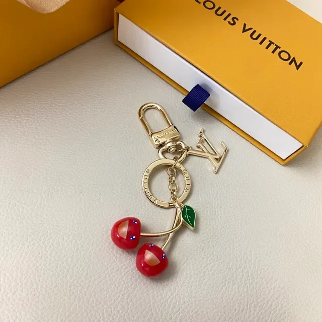 Louis Vuitton Cherry Key Holder Red Gold Metal Enamel Charms Crossbody Bag 4
