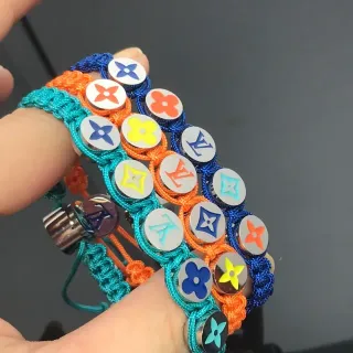 Louis Vuitton Circle Charms Multicolor Macramé-Woven Cord Interchangeable Circular Enamel Bracelet