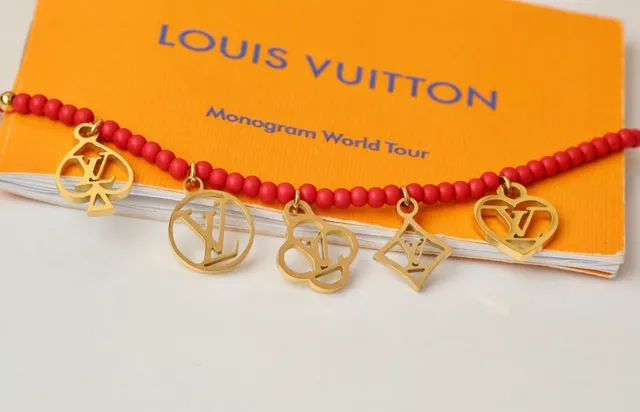 Louis Vuitton Coral Beaded Multi-Monogram Charm Bracelet 5