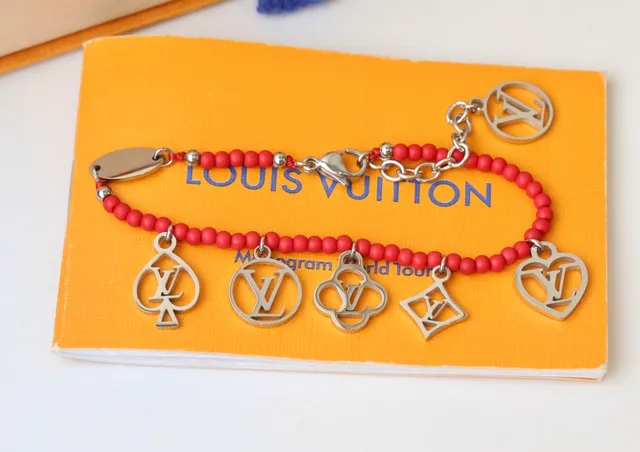 Louis Vuitton Coral Beaded Multi-Monogram Charm Bracelet 6