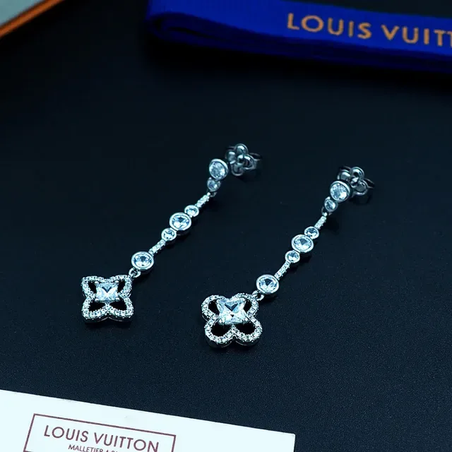 Louis Vuitton Crystal Floral Dangling Earrings 2