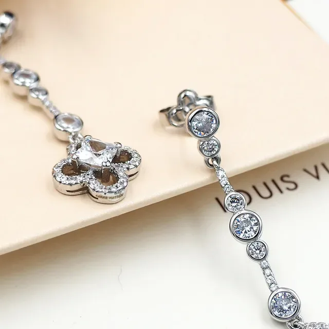 Louis Vuitton Crystal Floral Dangling Earrings 5