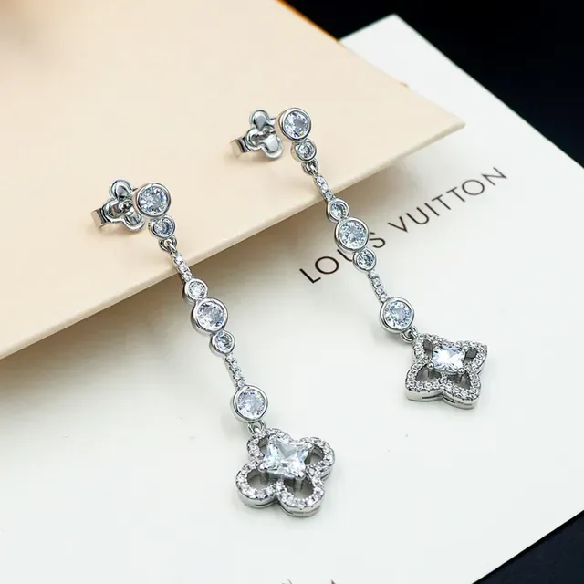 Louis Vuitton Crystal Floral Dangling Earrings 6