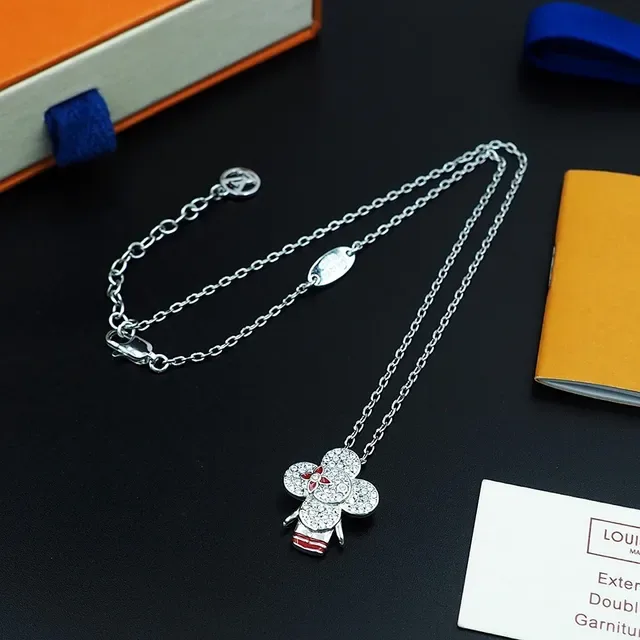 Louis Vuitton Crystal Floral Pendant Necklace 5