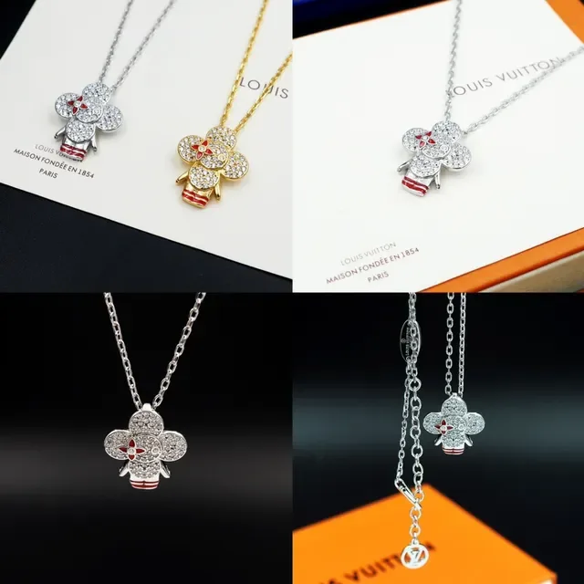Louis Vuitton Crystal Floral Pendant Necklace 8