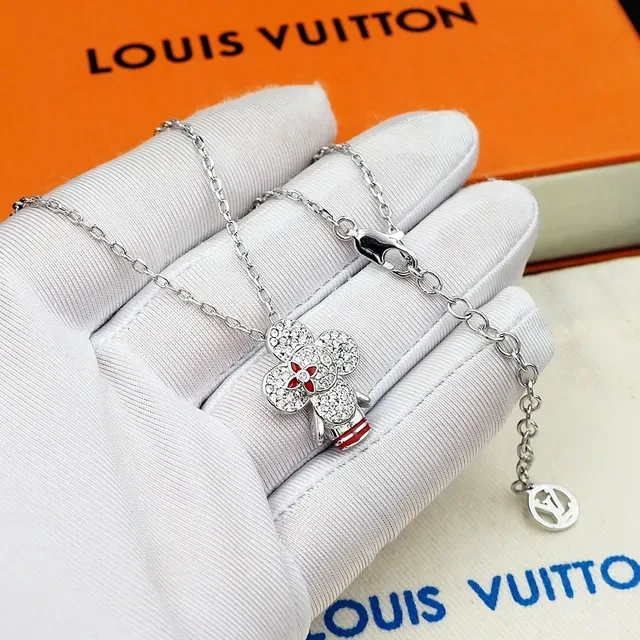 Louis Vuitton Crystal Floral Pendant Necklace 9
