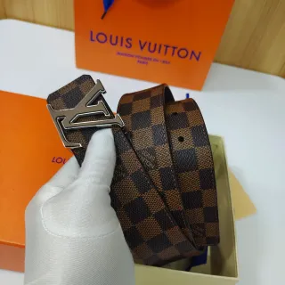 Louis Vuitton Damier Ebène Check Leather Belt