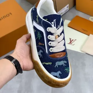 Louis Vuitton Denim Impressão Animal Solado de Borracha Lifestyle Sneaker