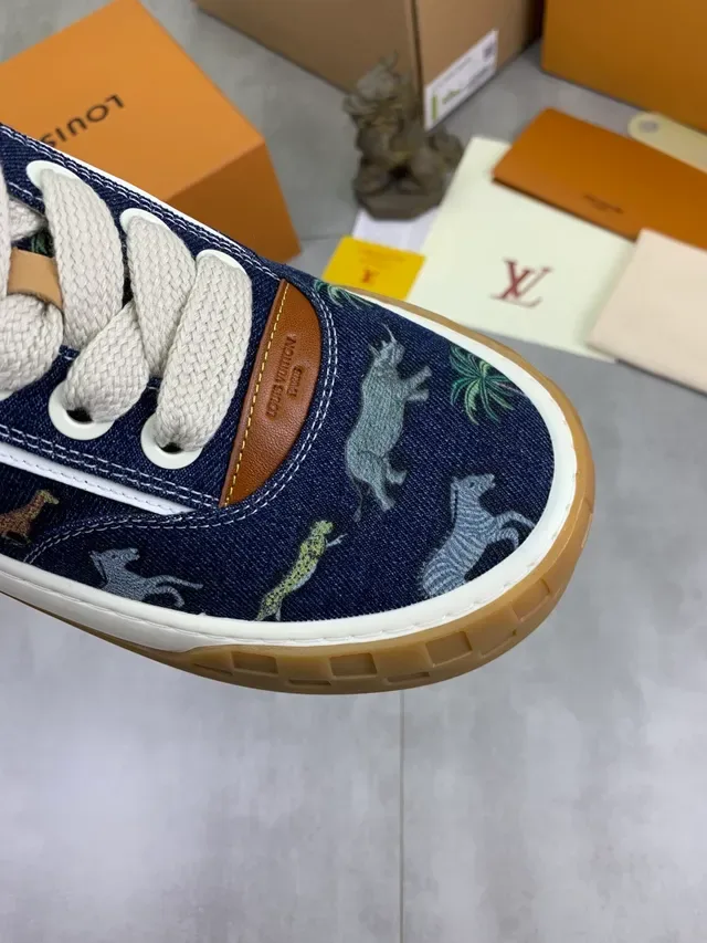 Louis Vuitton Denim Animal Print Gum Sole Lifestyle Sneaker 4