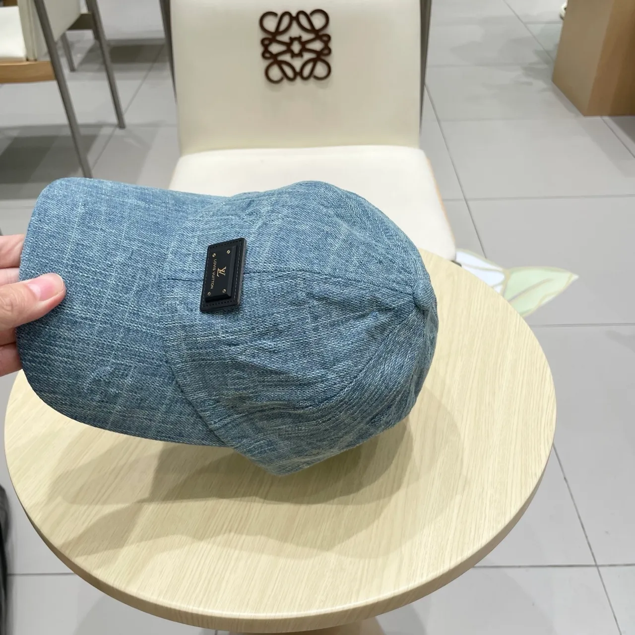 Louis Vuitton Denim-Textured Baseball Cap 5