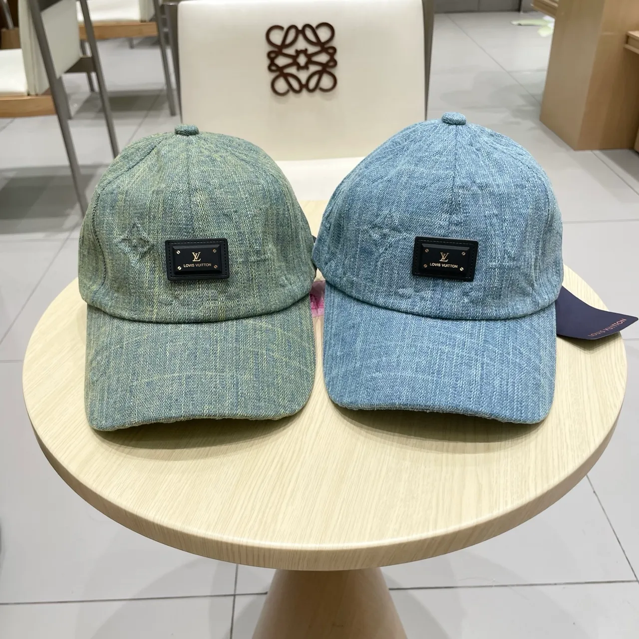 Louis Vuitton Denim-Textured Baseball Cap 6