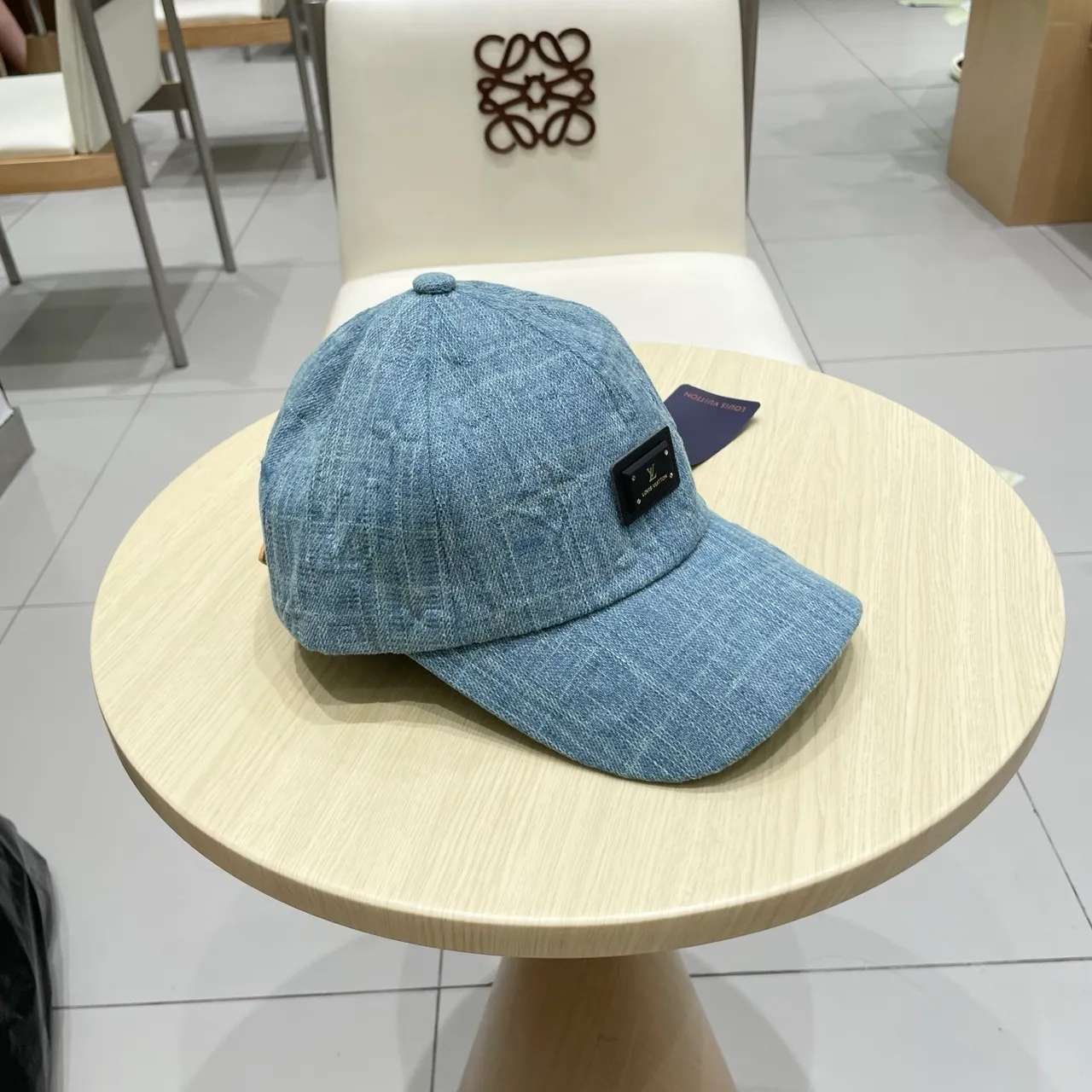 Louis Vuitton Denim-Textured Baseball Cap 8