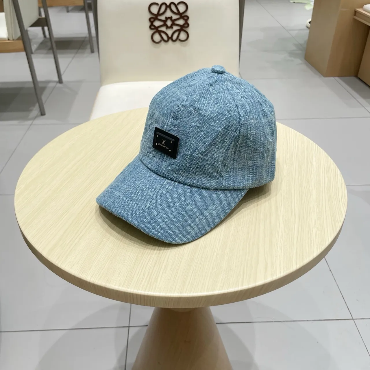 Louis Vuitton Denim-Textured Baseball Cap 9